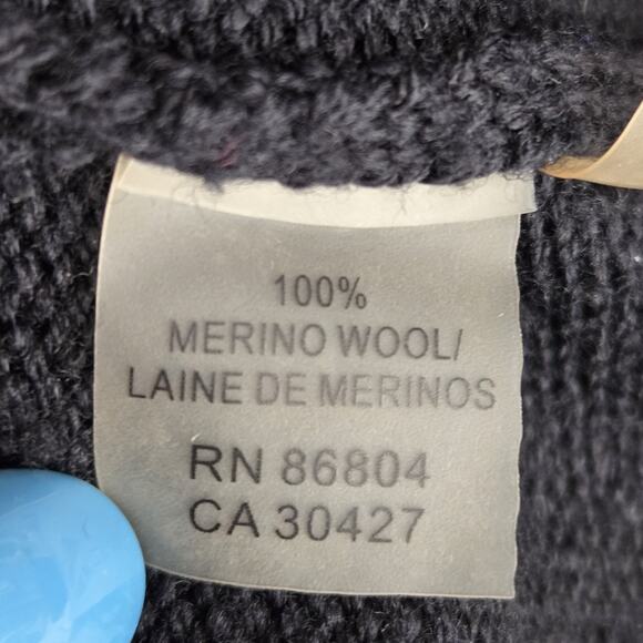 Magaschoni 100% Merino Wool Cardigan Sweater Small Black Gold Silver Tone Zipper - Picture 4 of 8